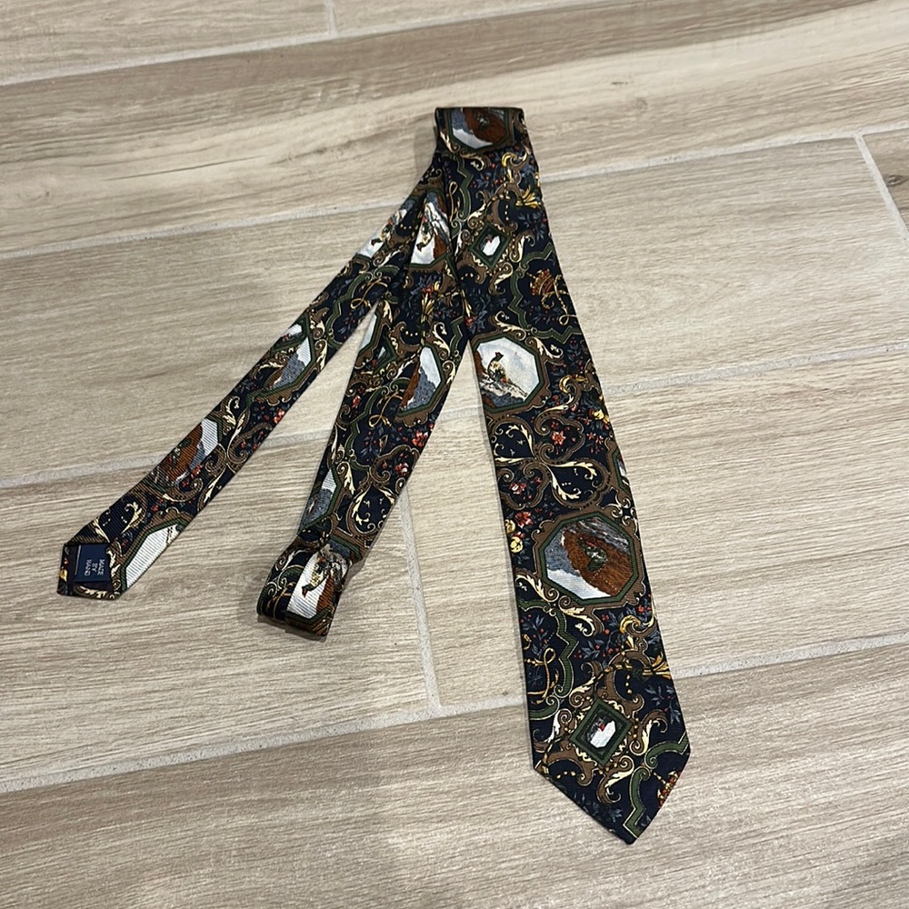 Ralph Lauren Polo men’s tie vintage silk made by hand bird motif